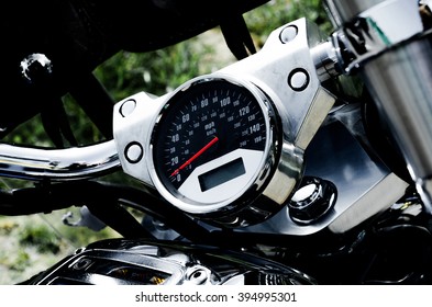 Motorcycle Speedometer close up