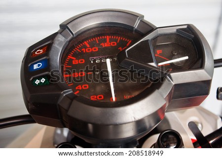Motorcycle speedometer close up