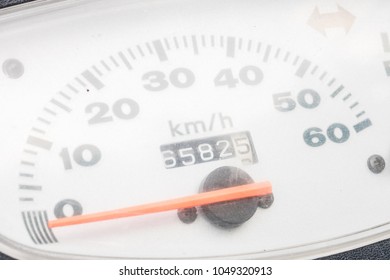 Motorcycle speedometer closeup view