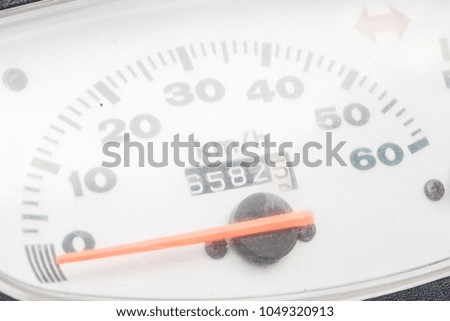 Motorcycle speedometer closeup view