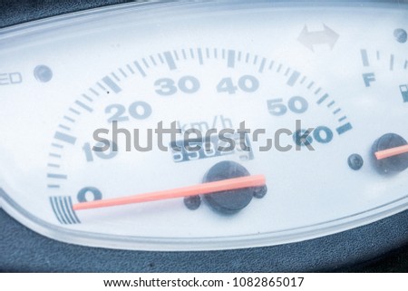 Motorcycle speedometer closeup view