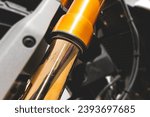 Motorcycle suspension. Fork dust seal detail. 