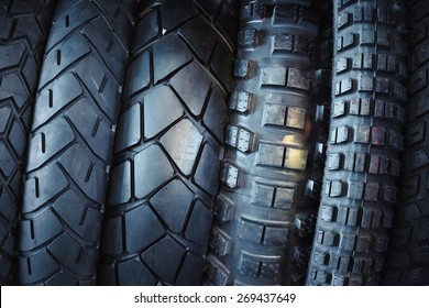 Motorcycle Tires, Stylized Toning Image.