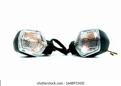 Motorcycle Turn Signal Light Set In A White Background