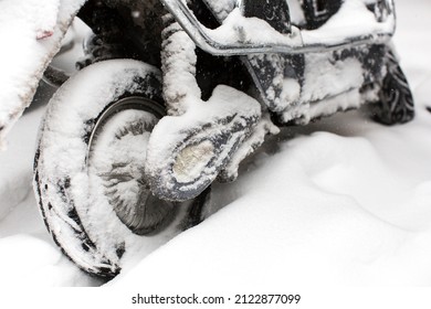 Motorcycle under snow on the street at New York city - Powered by Shutterstock