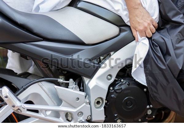 A motorcycle without brand and logo. And a\
protective case