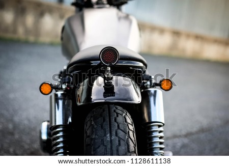 Similar – Image, Stock Photo Black motorcycle on road over nature background