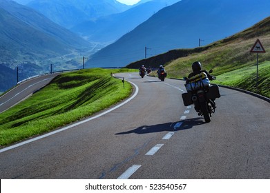 Motorcyclists Convoy To The Alps