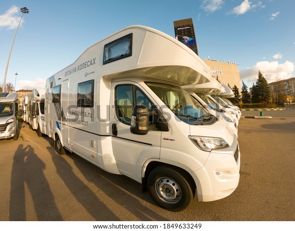 motorhome is parked in the parking lot. Mobile\
home rental or sale. Moscow\
11/2020