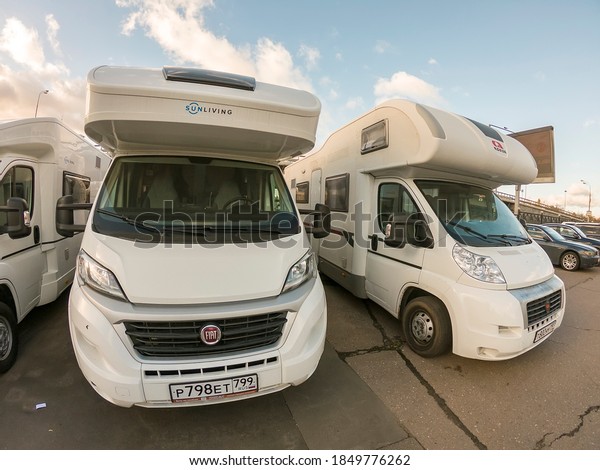 motorhome is parked in the parking lot. Mobile\
home rental or sale. Moscow\
11/2020