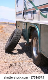 Motorhome RV Flat In Desert