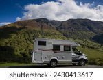 A motorhome stopped near Ben Nevis mountain in Fort William, Scottish Highlands