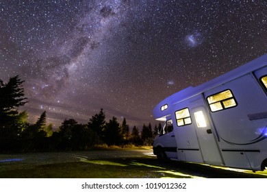 Motorhome Under Milky Way