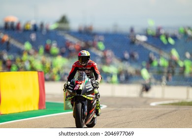 MOTORLAND, SPAIN - SEPTEMBER 12, 2021: Spanish Aprilia Rider Aleix Espargaro At TISSOT MotoGP Of Aragon At Motorland Circuit