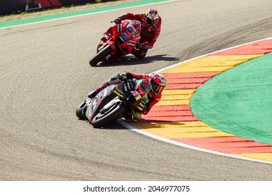 MOTORLAND, SPAIN - SEPTEMBER 12, 2021: Spanish Aprilia Rider Aleix Espargaro At TISSOT MotoGP Of Aragon At Motorland Circuit