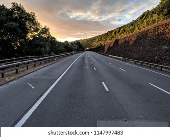 Motorway At Sunrise - Driver Pov