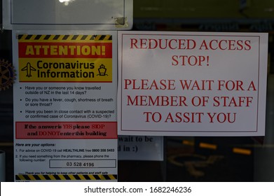 Motueka High Street, South Island, New Zealand, March 25 2020: Businesses Close As A Response To Covid 19 Pandemic