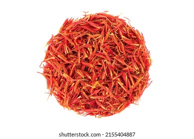 A Mound Of Red Saffron.
Dry Saffron Spice On  Background. Dry Saffron Flower.