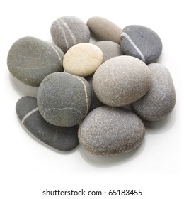 Mound Of Stones On A White Background. Oblique View From The Top.