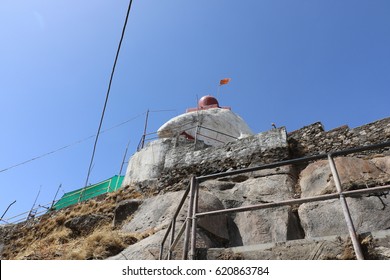 Mount Abu, India - April 7, 2017: Standing at a height of 1722 meters (5676 feet), Guru Shikhar temple is the highest peak of one of the oldest mountain ranges in the world, the Aravalli mountains. 