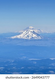 Mount Adams and Mount Rainier in alignment.