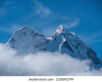 mount Ama Dablam , Khumbu valley, Sagarmatha national park, Everest area, Nepal, tracking way to mount Everest - Shutterstock ID 2135092799