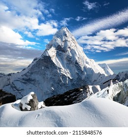 Mount Ama Dablam peak, way to Mt Everest base camp, Khumbu valley, Solukhumbu, Sagarmatha national park, Everest area, Nepal Himalayas mountains - Shutterstock ID 2115848576