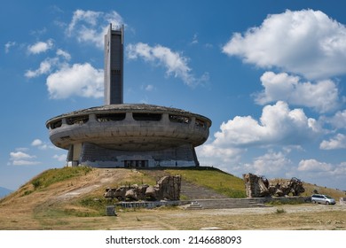 Mount Buzludzha - August 15th 2021: Picture Of The Old Communist Building In The Center Region Of The Bulgaria.