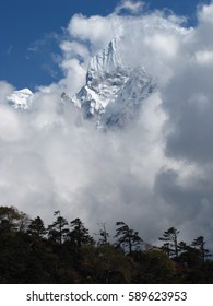 Mount disappeared behind the clouds