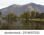 Mount Elden, Flagstaff Arizona behind a pond.