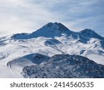 Mount Erciyes Ski Resort Drone Photo in the Winter Season, Erciyes Mountain Hacilar, Kayseri Turkiye (Turkey)