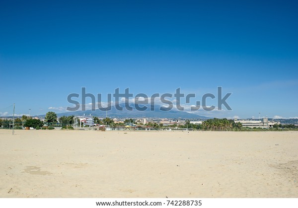 Mount Etna View La Playa Beach Stock Photo Edit Now 742288735