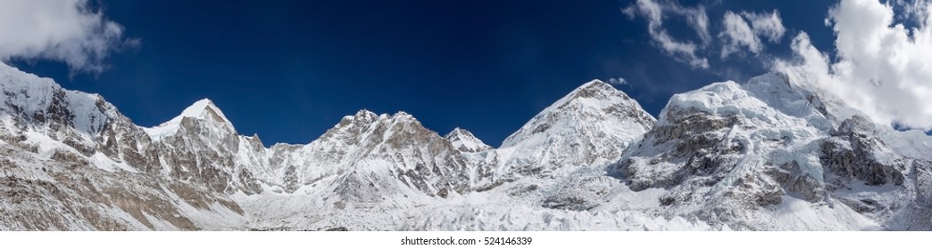 Mount Everest Panorama Panoramic View Over Stock Photo 524146339 ...