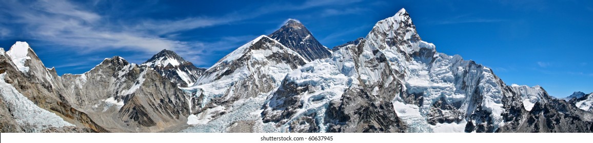 Mount Everest panoramic photo was taken from the top of Kala Pattar