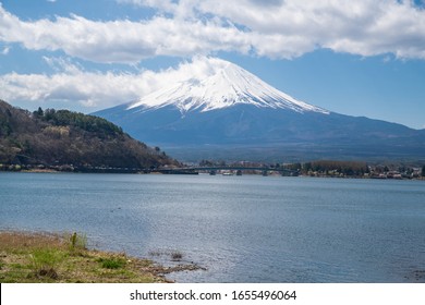 Mount Fuji With Cherry Blossom At Lake Kawaguchiko In Japan