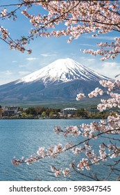 Mount Fuji With Cherry Blossom In Spring Season, Japan