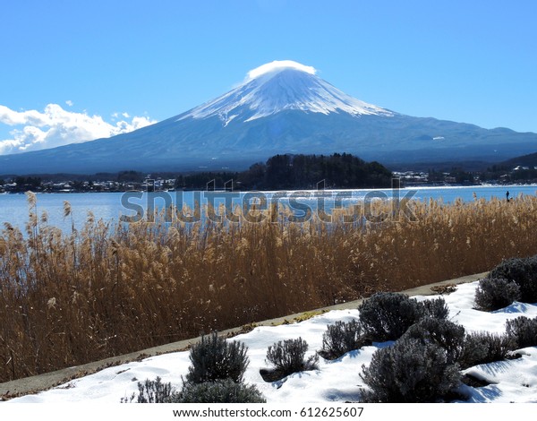 Mount Fuji Lake Kawaguchi Clear Blue Stock Photo Edit Now