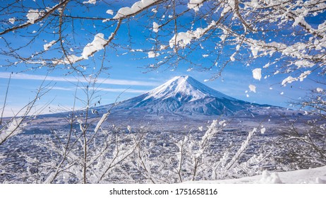 Mount Fuji With Snow During Winter Season