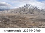 Mount Griggs (Knife Peak Volcano) stratovolcano with Valley of Ten Thousand Smokes in Katmai National Park and Preserve, Alaska. Named after Dr. Robert Fiske Griggs who explored area after Novarupta. 