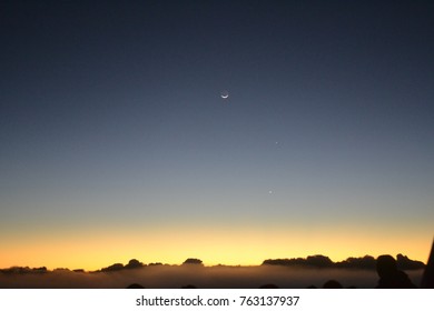 Mount Haleakala Sunrise And Moon