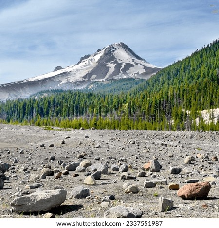 Mount Hood is a potentially active stratovolcano near portland city, oregon, usa, Glaciers and snowfields cover most of the mountain, Mount Hood is within the Mount Hood National Forest