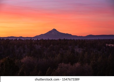 Mount Jefferson, Oregon Silhouette At Sunset