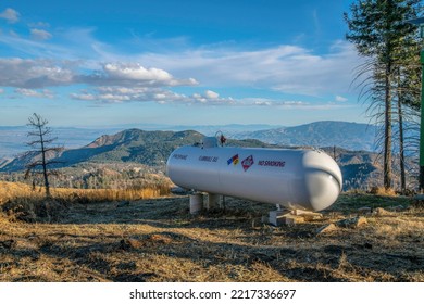 Mount Lemmon, Arizona- Off Grid Propane Tank At The Top Of The Mountain