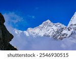 Mount Makalu,8485 m,Summit and south west face of Makalu,8485 m,5th highest mountain in the world,seen at evening from the Mera Peak High camp,5900 m during the Mera Peak expedition,Himalayas,Nepal