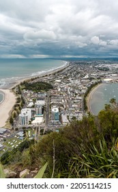 Mount Maunganui Seen From The View Point Of The Mountain On A Beautiful Summer Day. New Zealand, Vertical Photo