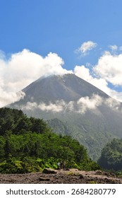 Mount Merapi Volcano on Java Island before eruption August 2010 seeing from Kaliurang, Yogyakarta