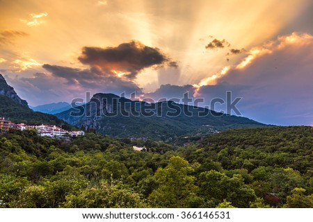 Mount Olympus in Greece in a summer evening