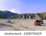 Mount Pinatubo car trip, Philippines. Tourists road to Mt. Pinatubo crater lake.
