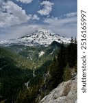 Mount Rainier National Park on a partly cloudy day. 