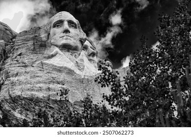 Mount Rushmore in black and white - Powered by Shutterstock